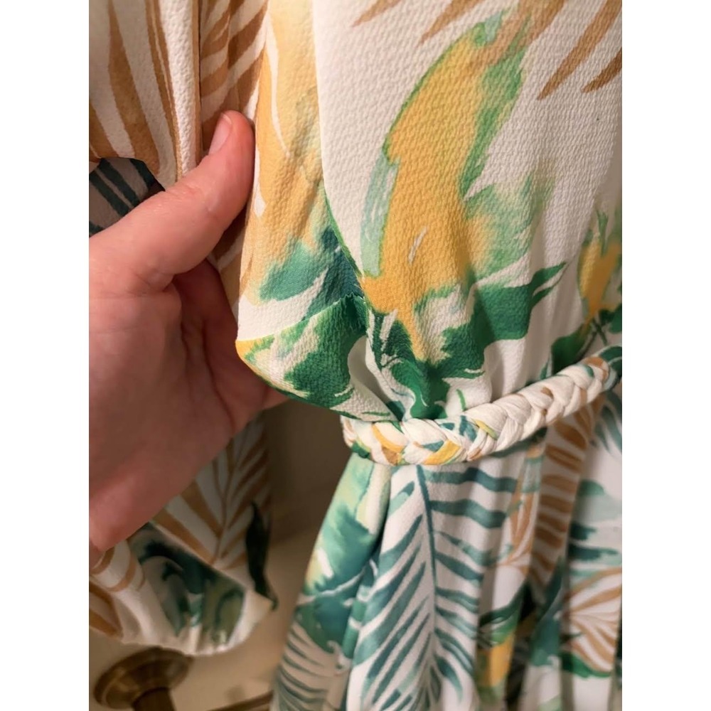 NWT Gianni Bini Small Tropical Print Belted Mini Dress Long Sleeve Women's - Picture 9 of 11
